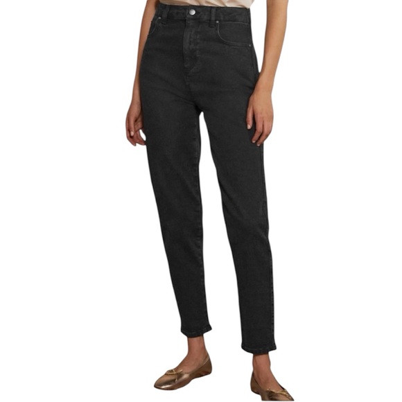 Boden Denim Barrel Leg High Rise Relaxed Ankle Jeans Washed Black Size 2R - Picture 2 of 10